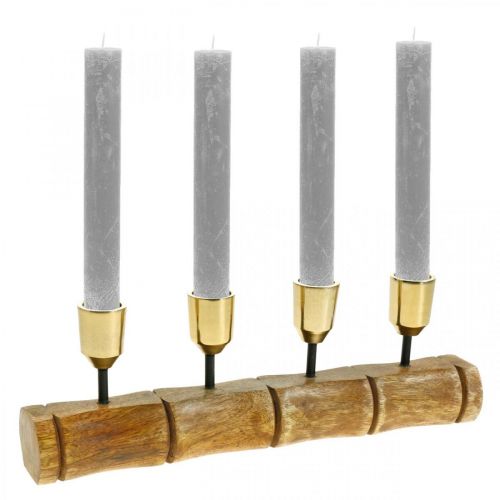 položky Kovový svícen, mangové dřevo, bambusový vzhled L29,5cm Ø2,2cm