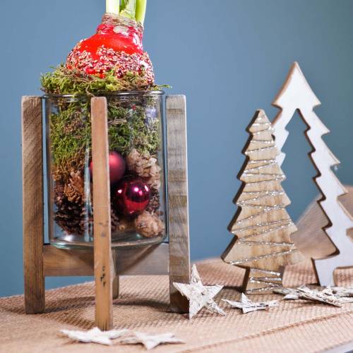 Floristik24 Svícen dřevěný se sklem Ø15cm V18cm