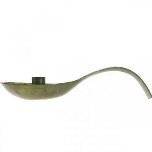 Floristik24 Svícen kovová lžička starožitného vzhledu s patinou 25x11x5cm