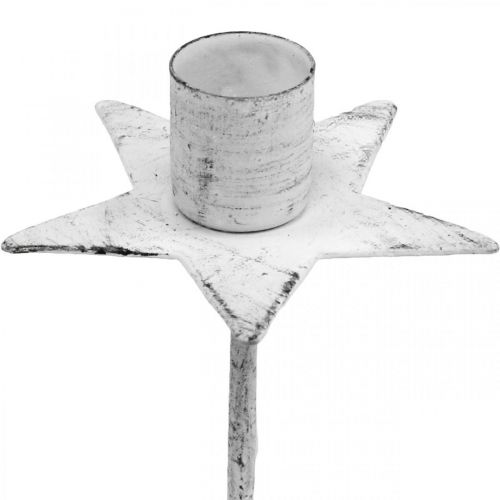 Floristik24 Svícen na stromeček, vánoce, hvězda na nalepení, dekorace na svíčku z kovu bílá shabby chic Ø5cm
