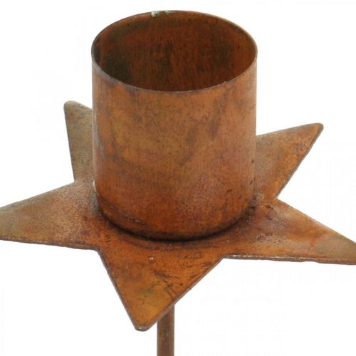 Floristik24 Kuželový svícen hvězda, adventní, zásuvný svícen, kovová dekorace patina Ø6cm