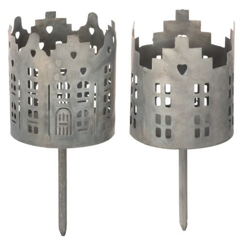Svícen a svícen na čajové svíčky s hrotem, design domečku, 6 cm, 2 kusy nakoupit | Floristik24.cz