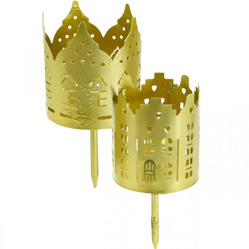 položky Svícen městský zlatý svícen na čajovou svíčku kovový Ø6,5cm 4ks