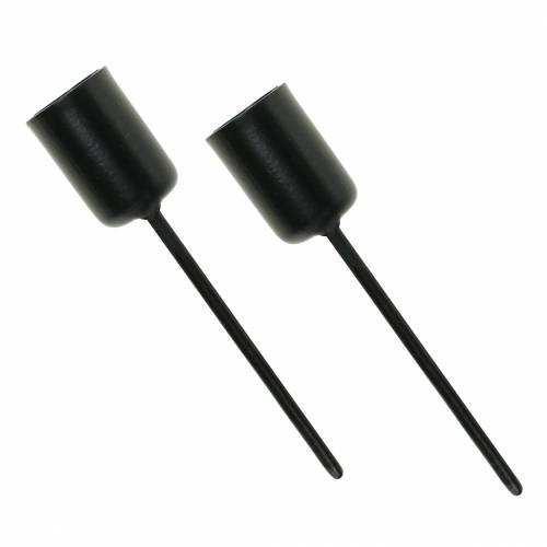 Floristik24 Svícen malý černý H7cm Ø12,5mm 8 ks
