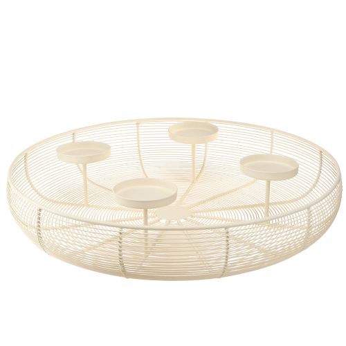 Svícen miska, 4 sloupkové svíčky, krémový Ø45cm