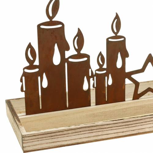 položky Dřevěný tác silueta svíčky patina 50cm × 17cm