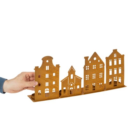 Svícen vánoční světýlka Dekorace Domky Rez 52×12cm | Floristik24.cz