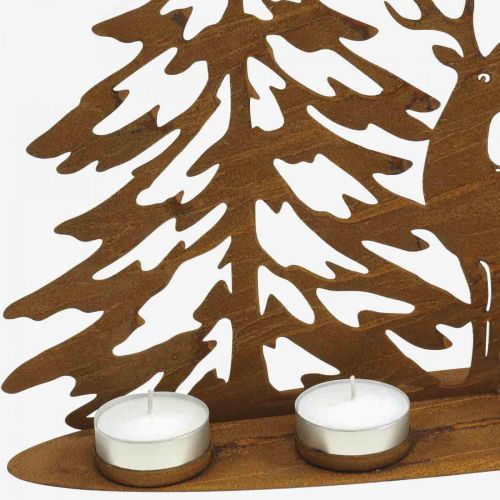 Floristik24 Svícenová dekorace na okno jelen v lese dekorace rzi 50×40cm