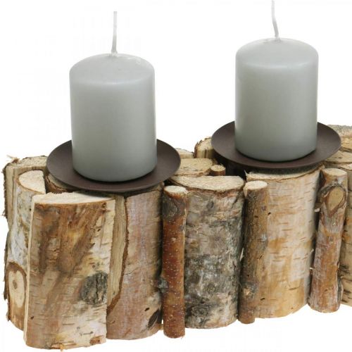 Floristik24 Dekorace na stůl Adventní březový svícen dřevěný 45×8cm V9cm