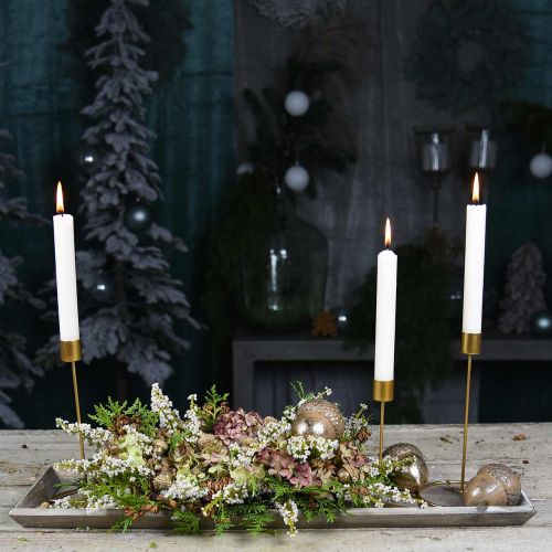 Floristik24 Svícen zlatý kovový ozdobný tyčový svícen Ø10cm V20cm