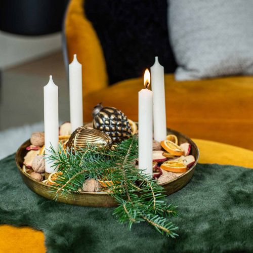 položky Talíř na svíčku, miska na adventní věnec, vánoční dekorace zlatý antický vzhled Ø30cm