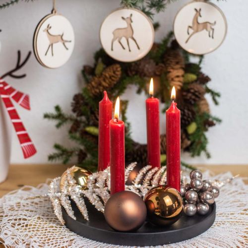 Floristik24 Talíř na svíčku kovový adventní věnec černý, zlatý Ø24cm