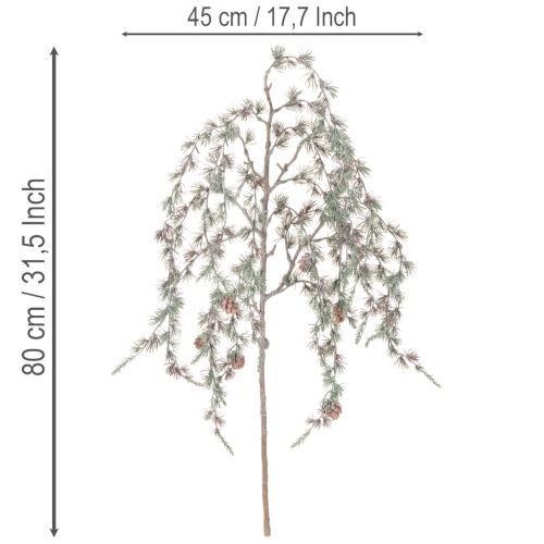 Umělá borovicová větev se šiškami, dekorativní borovicová větev, umělá, 80 cm, 3 kusy | Floristik24.cz