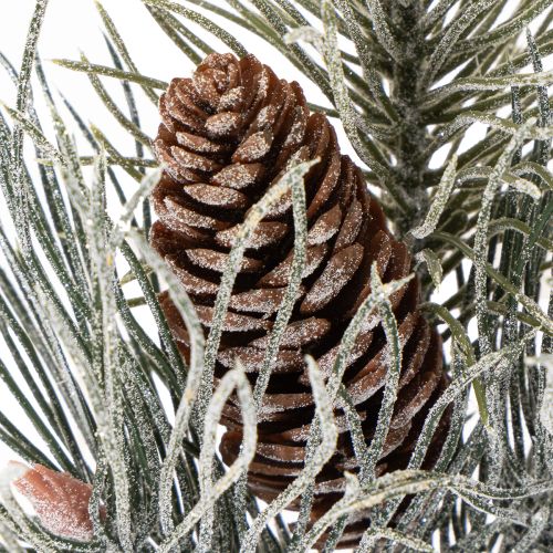 Umělá borovicová větev se šiškami, zimní, 40 cm | Floristik24.cz
