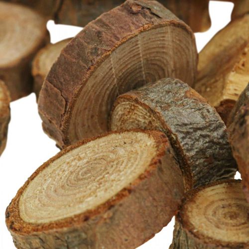 položky Dřevěné kotouče deco sypání dřevo borovice kulaté Ø3-4cm 500g