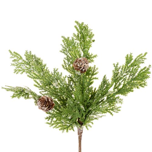 Umělá borovicová větev se šiškami, pokrytá sněhem, 28 cm, 6 kusů