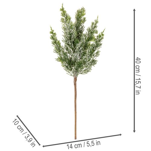 Uměle zasněžená borovicová větvička pro květinová aranžmá a adventní dekorace, 40 cm, 3 kusy | Floristik24.cz