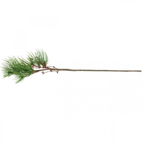 Floristik24 Ozdobná větvička Umělá borová větev s bobulemi zelená, červená 58cm