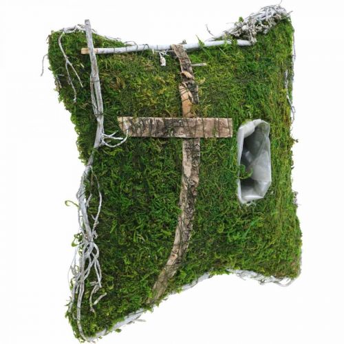Floristik24 Polštáře mech a liány s křížem na hrobovou úpravu 25x25cm