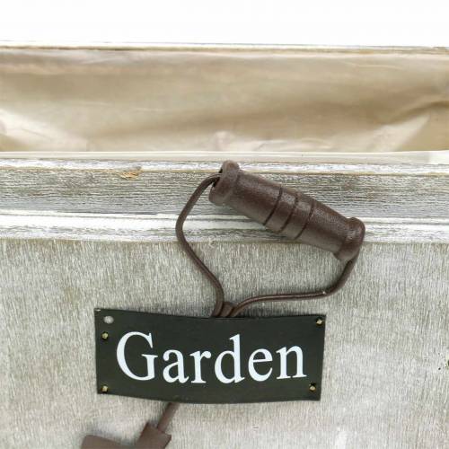 Floristik24 Květináč dřevěný truhlík Garden bílá 32/27/22cm 3 kusy