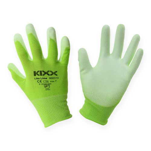 Floristik24 Kixx nylonové zahradní rukavice vel. 8 světle zelené, limetkové