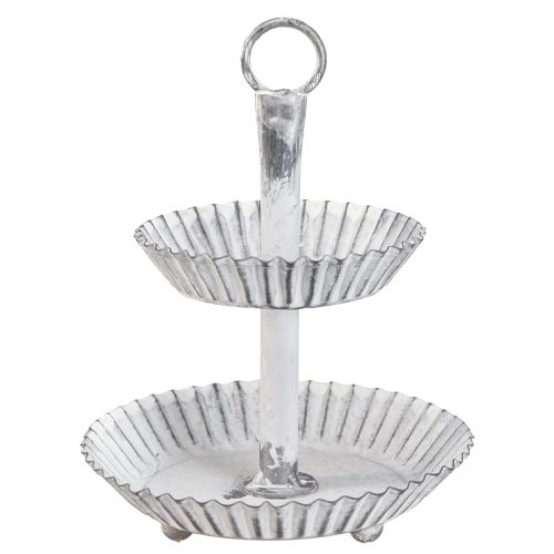 Floristik24 Stojan na dort Shabby Chic kovový bílý 2 patra Ø16,5cm