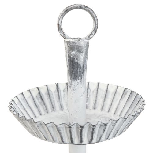 Floristik24 Stojan na dort Shabby Chic kovový bílý 2 patra Ø16,5cm