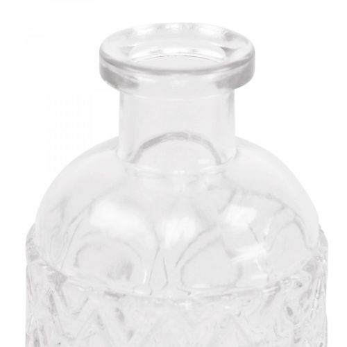 položky Malá skleněná váza diamantový vzor sklo transparentní V12,5cm 6ks