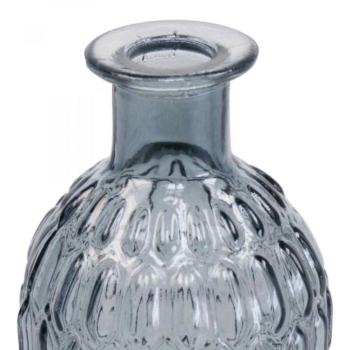 položky Malá skleněná váza váza voštinové sklo modrá šedá H20cm 6ks