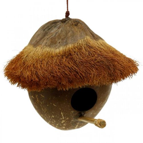 položky Kokos jako budka, ptačí budka k zavěšení, kokosová dekorace Ø16cm L46cm