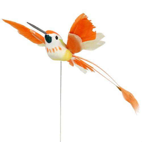 Floristik24 Kolibřík na drátě k nalepení růžový, oranžový 17cm 6ks