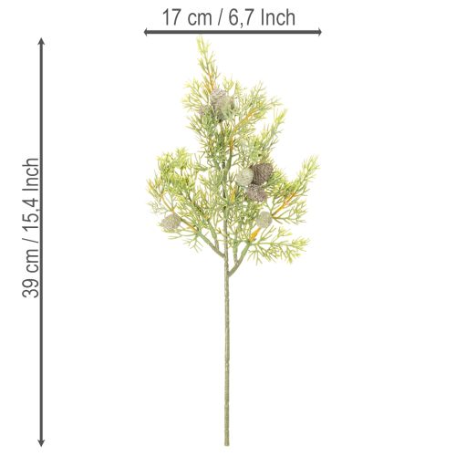 Umělá větvička jehličnanu se šiškami jako umělá dekorace na stůl, 39 cm, 4 kusy | Floristik24.cz