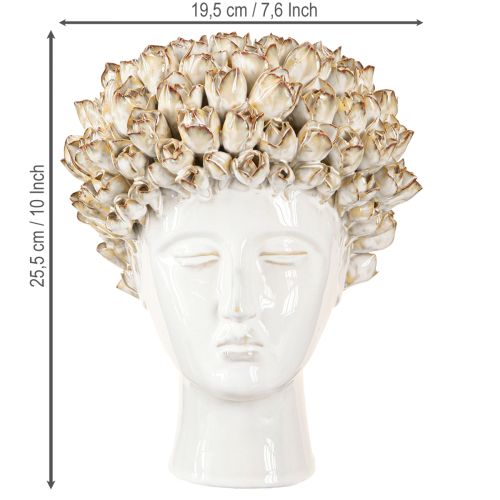 položky Hlavová váza Keramická váza s růžemi Bílá Hnědá Ø19cm V2,5cm