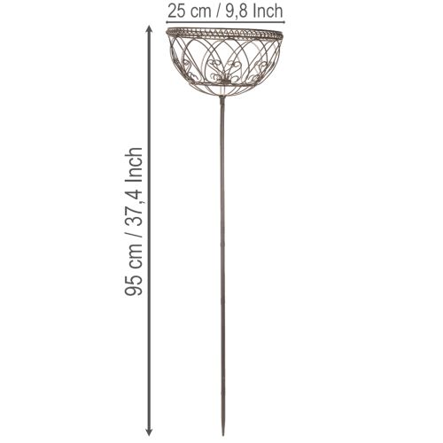 položky Kovový zahradní koš, dekorativní prvek ve vintage stylu pro stylové venkovní použití, 95 cm
