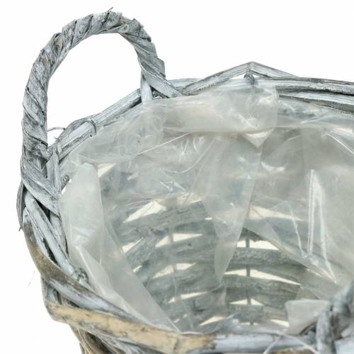 Floristik24 Pletený košík šedobílý Ø17cm výška 12cm s uchy