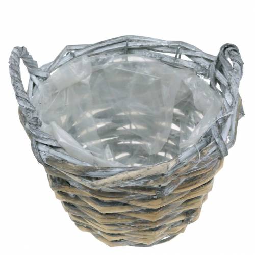 Floristik24 Pletený košík šedobílý Ø17cm výška 12cm s uchy