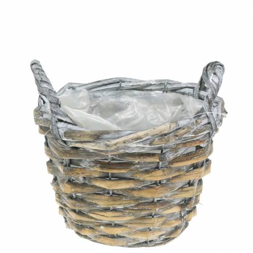 Floristik24 Pletený košík šedobílý Ø17cm výška 12cm s uchy