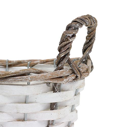 Floristik24 Košík s uchy oválný přírodní, bílý 20 x 14cm