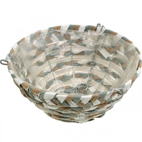položky Košík na rostliny na zavěšení, květinový koš spletený bílá, šedá, přírodní V16cm Ø30cm