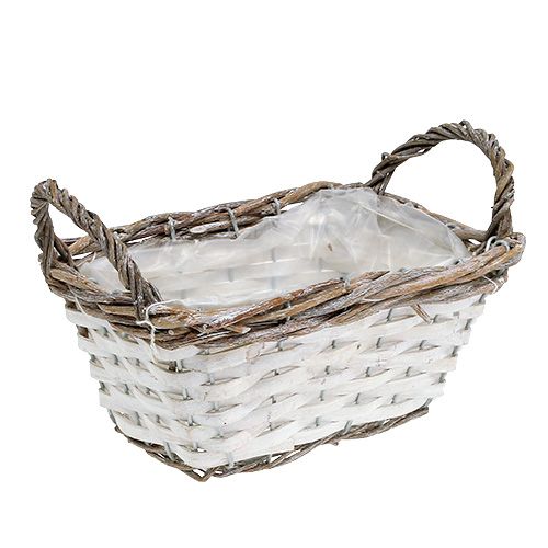 Floristik24 Čtvercový košík s uchy přírodní bílá 22 x 14cm