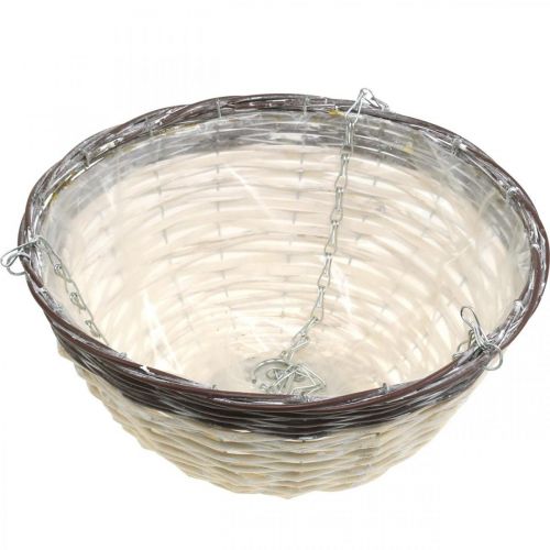 položky Ozdobný koš na závěsný závěsný koš bílý, tmavě hnědý Ø34cm