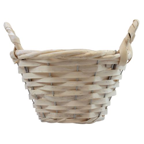 Koš s držadly Košík na třísky Koš na rostliny bělený Ø18cm V12cm