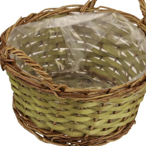 položky Košík kulatý tkaný koš na rostliny s uchy zelený Ø24cm V17cm
