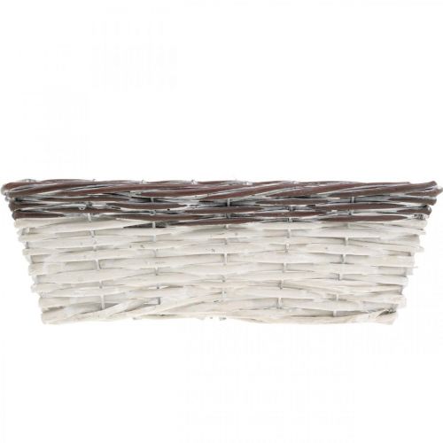 Floristik24 Dekorativní košík bílý, hnědý květináč dvoubarevný 32×13,5×9,5 cm