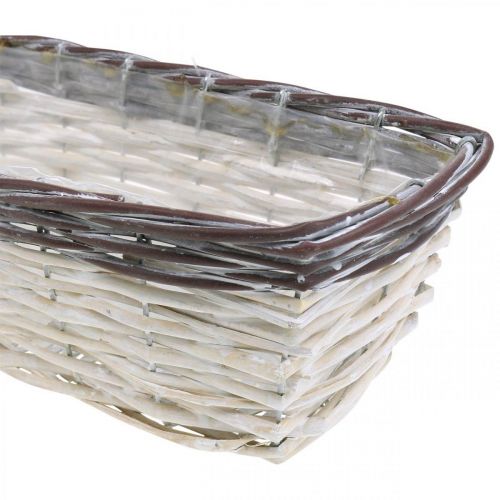 Floristik24 Dekorativní košík bílý, hnědý květináč dvoubarevný 32×13,5×9,5 cm
