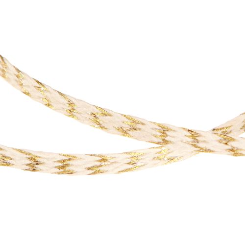 položky Šňůrka bavlněná zlatá a krémová bavlněná stuha 7mm 15m