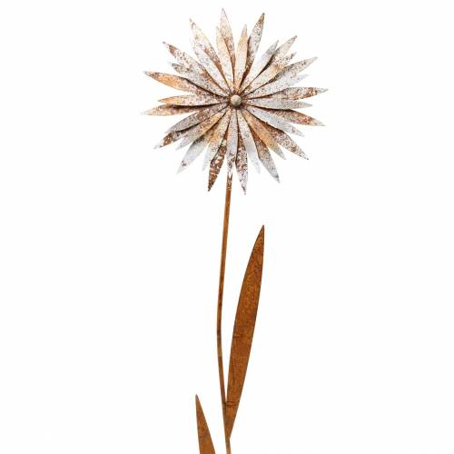Floristik24 Zahradní hmoždinka chrpa patina kov bílá Ø18cm V88cm