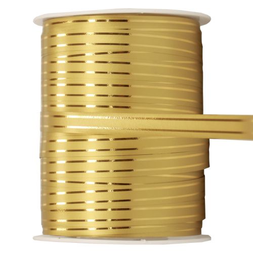 položky Curlingová stuha dárková stuha zlatá se zlatými pruhy 10mm 250m