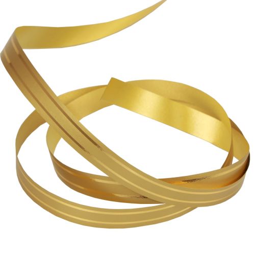 Curlingová stuha dárková stuha zlatá se zlatými pruhy 10mm 250m
