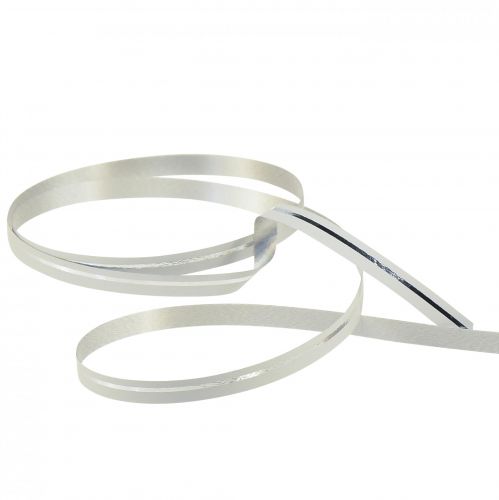 položky Curlingová stuha dárková stuha bílá se stříbrnými pruhy 10mm 250m